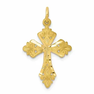 10k Yellow Gold Diamond Cut Cross Charm