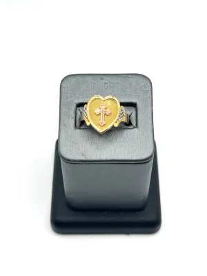 10KT HEART CROSS RING