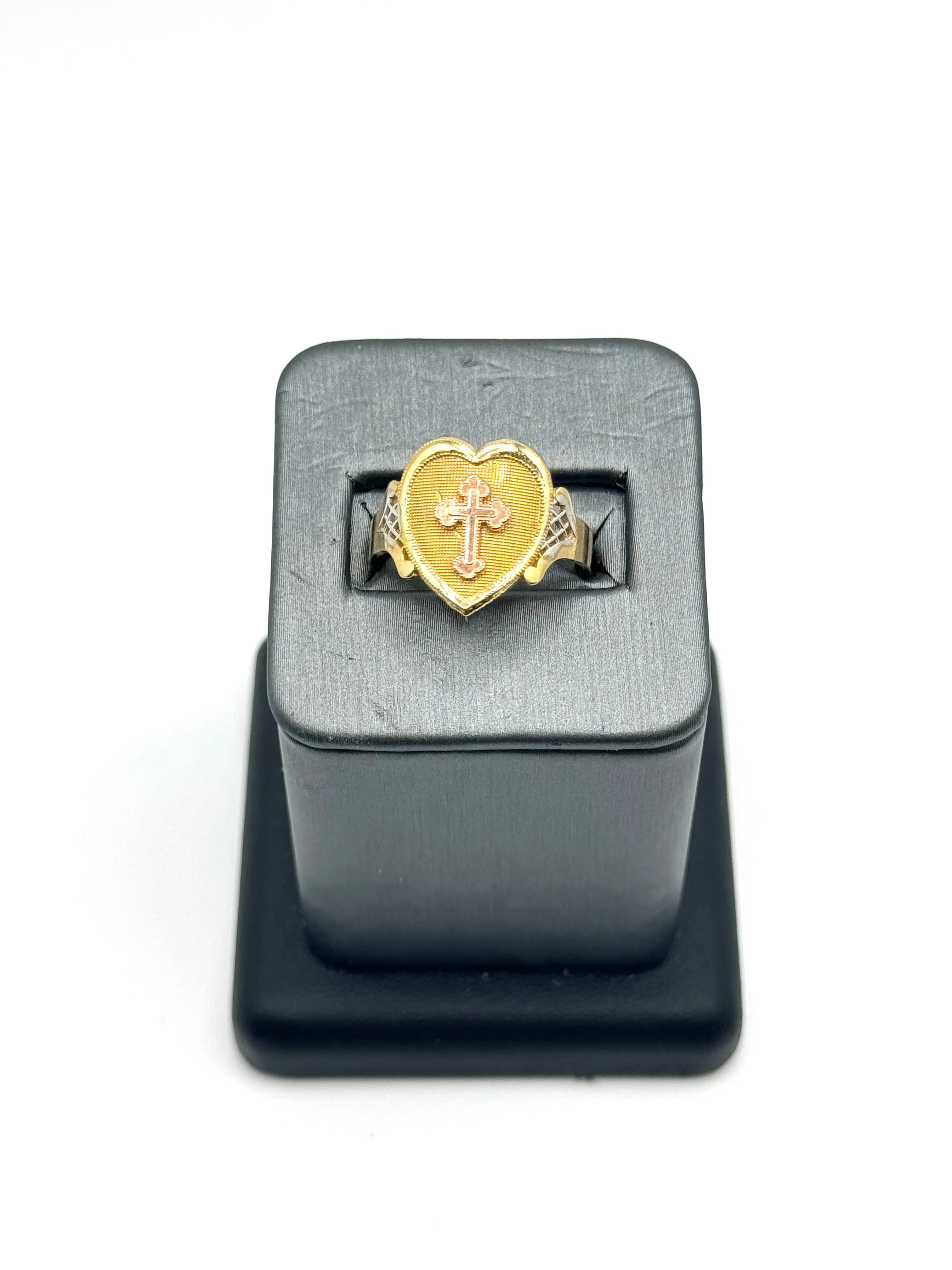 10KT HEART CROSS RING