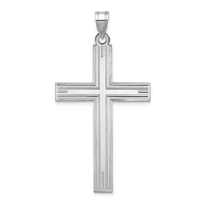 14k White Gold Solid Cross Pendant