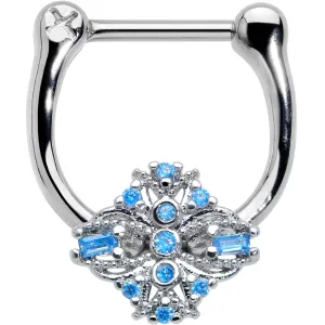16 Gauge 5/16 Blue Gem Opulent Cross Cartilage Clicker