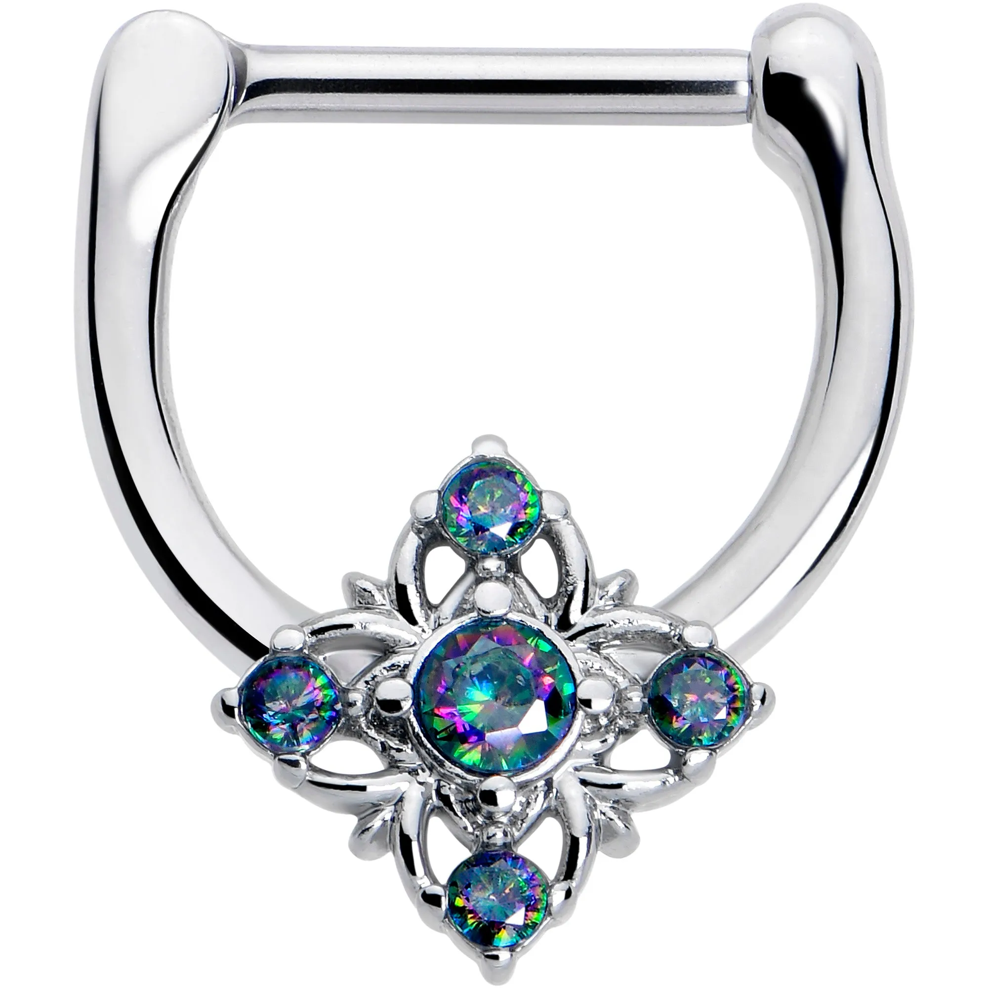 16 Gauge 5/16 Vitrail CZ Gem Beauty Cross Cartilage Clicker