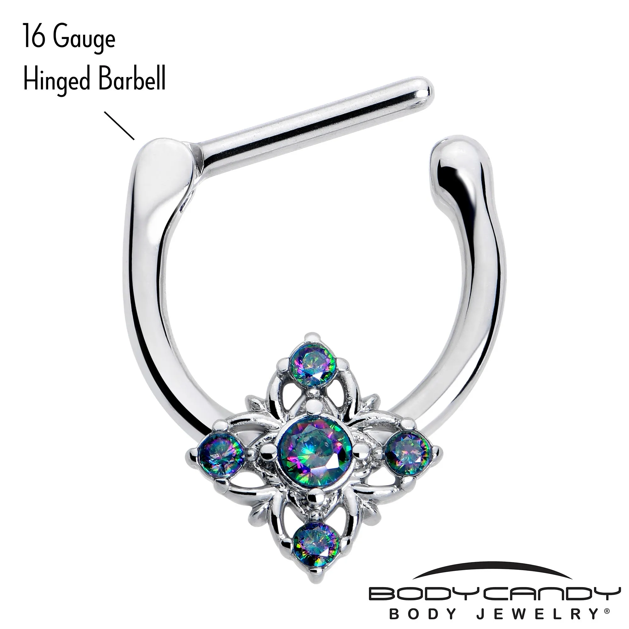 16 Gauge 5/16 Vitrail CZ Gem Beauty Cross Cartilage Clicker