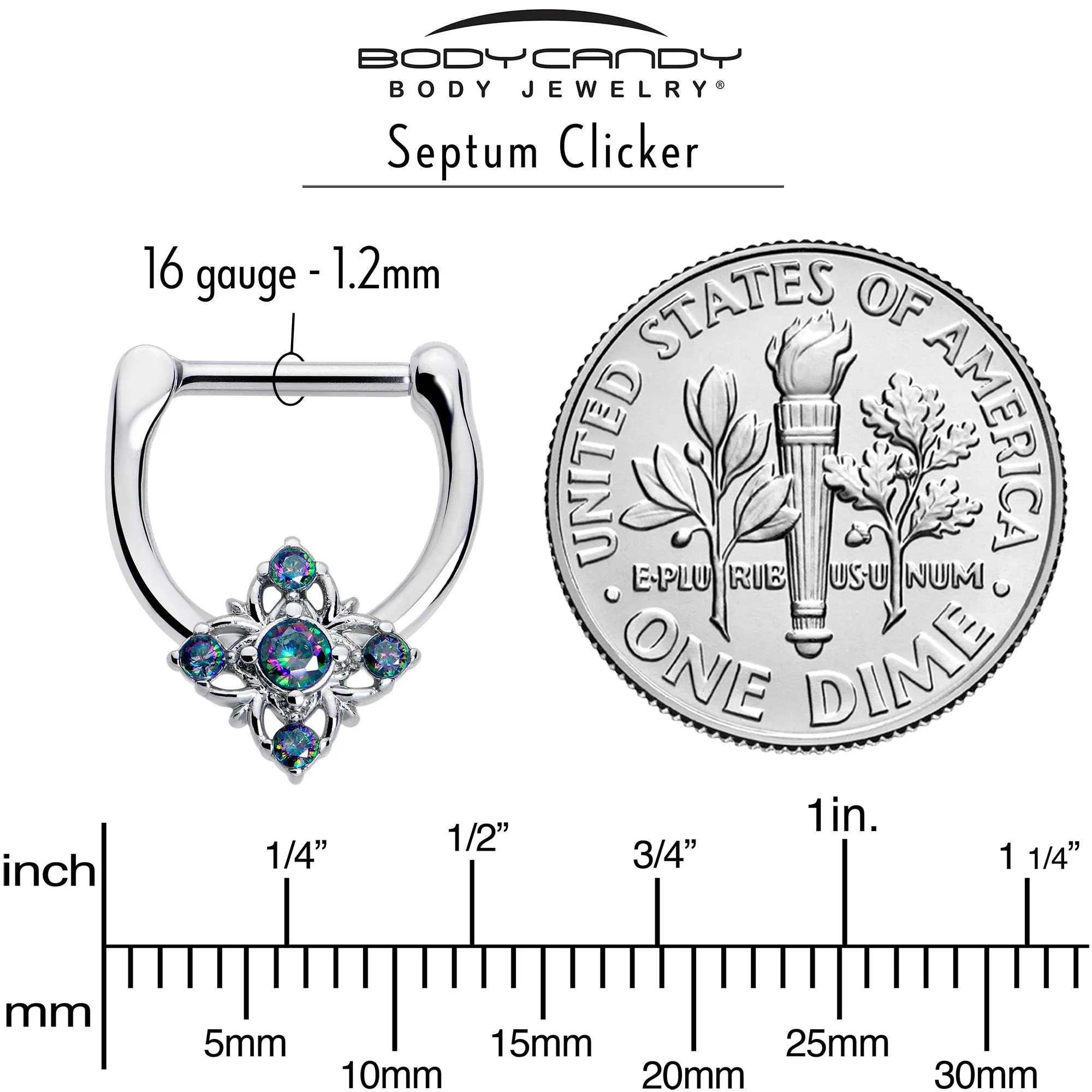 16 Gauge 5/16 Vitrail CZ Gem Beauty Cross Cartilage Clicker