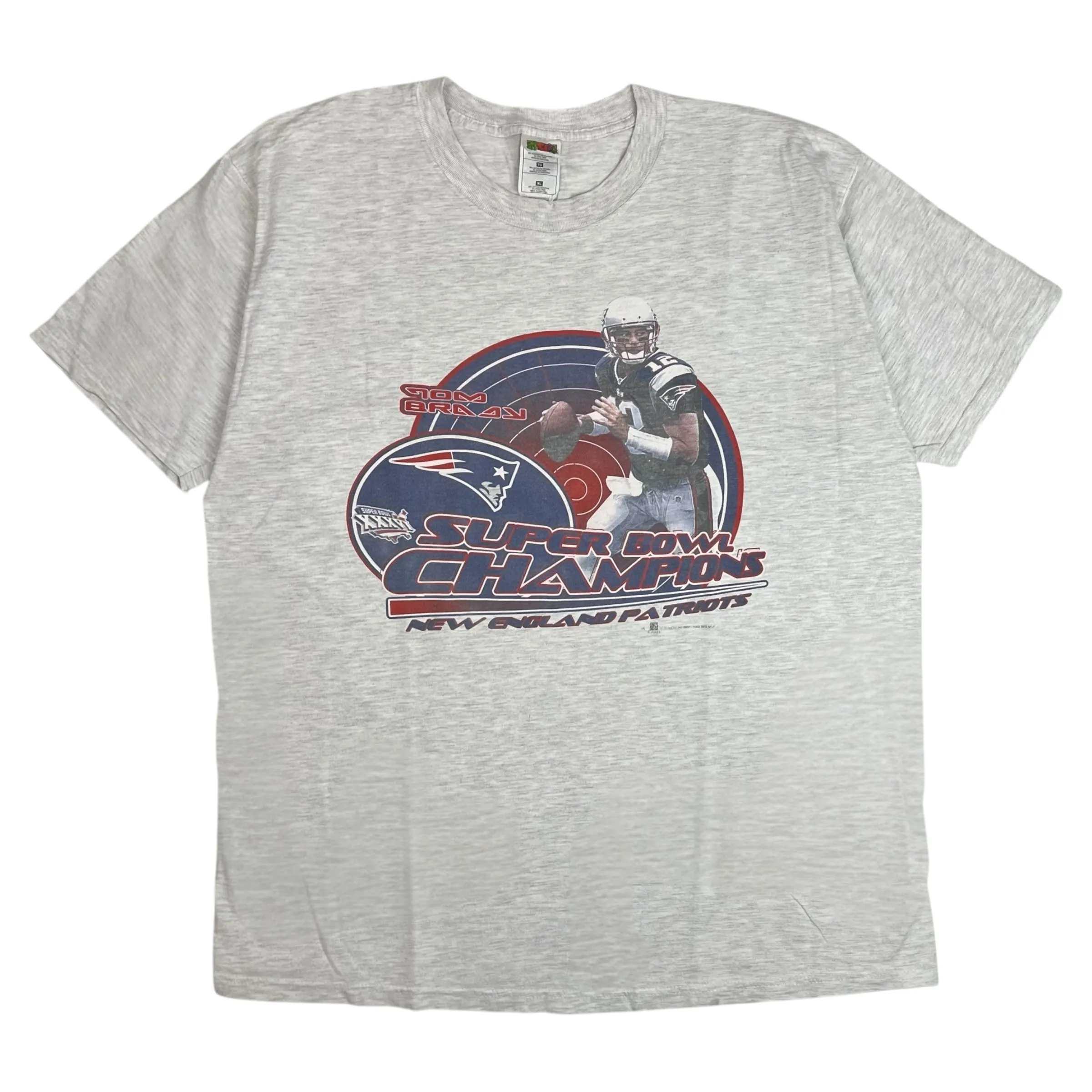 2002 New England Patriots Tom Brady Super Bowl Champions Tee Grey