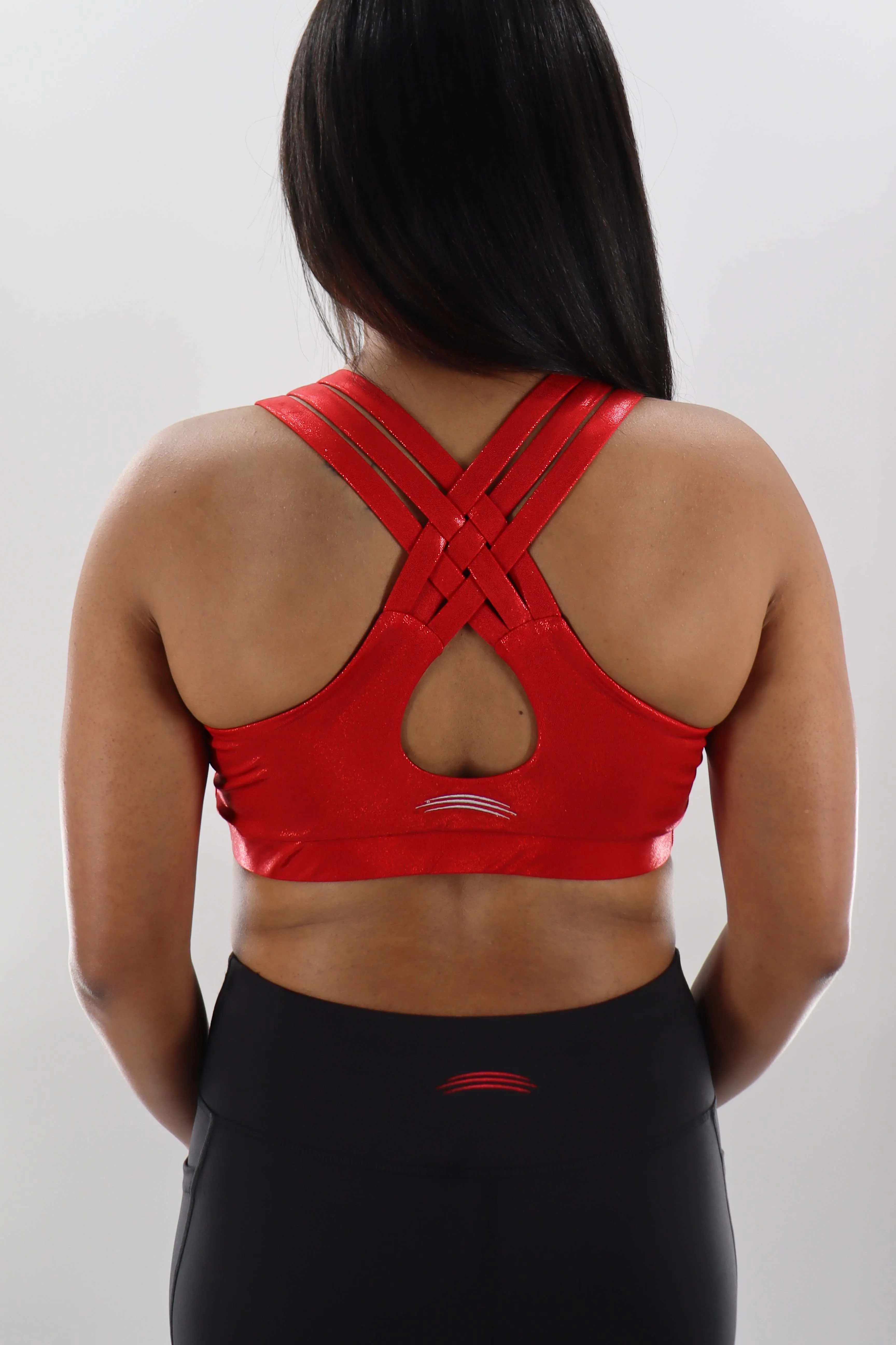 3206 - Women's Criss Cross Back Bra - Red Shimmer