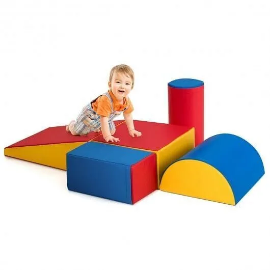 5-Piece Set Climb Activity Play Safe Foam Blocks-Red - Color: Red