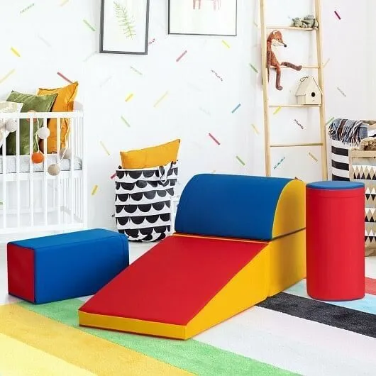 5-Piece Set Climb Activity Play Safe Foam Blocks-Red - Color: Red