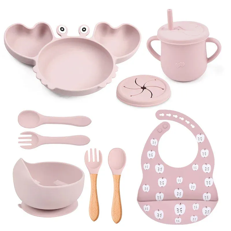 9Pcs Baby Silicone Non-Slip Suction Feeding set