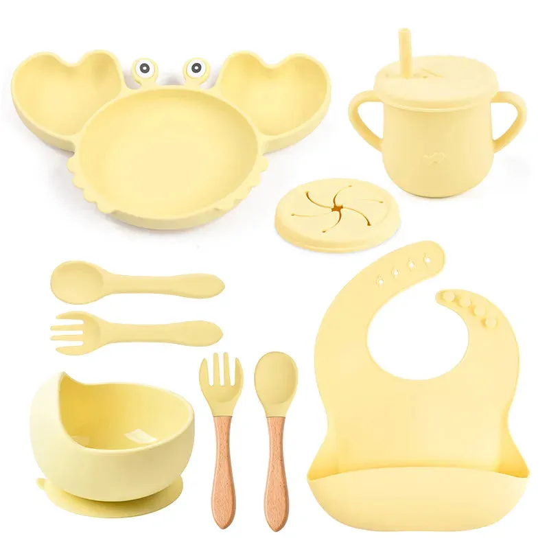 9Pcs Baby Silicone Non-Slip Suction Feeding set