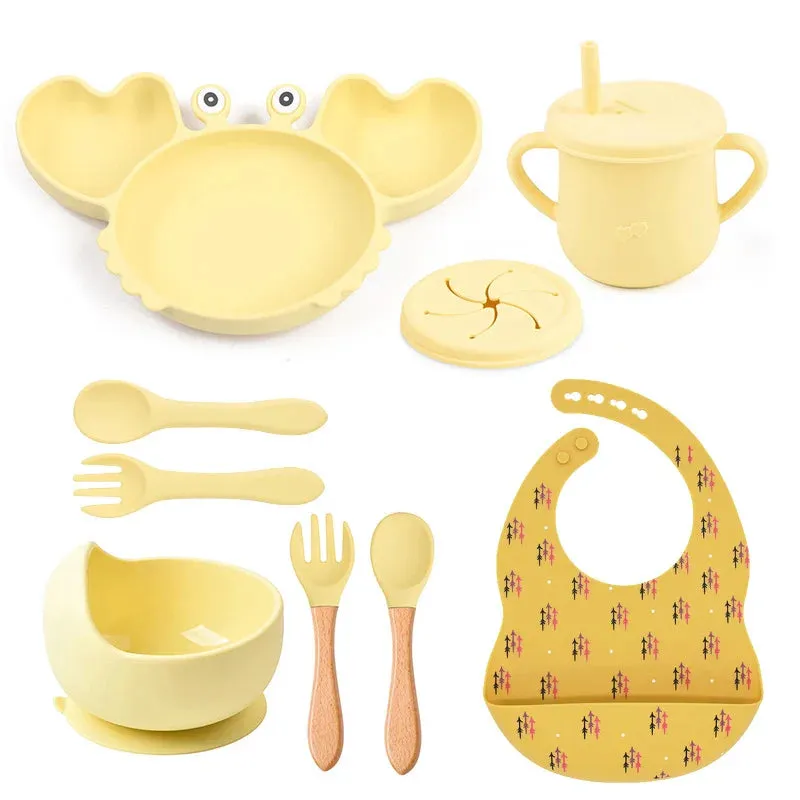 9Pcs Baby Silicone Non-Slip Suction Feeding set