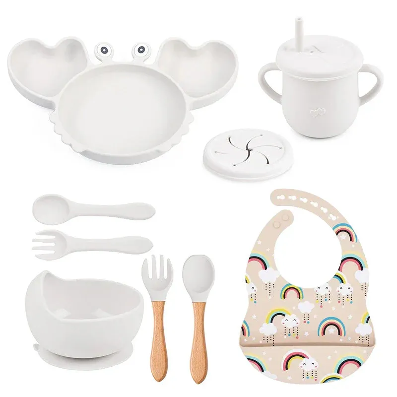 9Pcs Baby Silicone Non-Slip Suction Feeding set