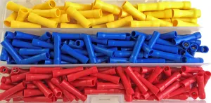 AIRNIX TERMINAL 270 Piece PVC Insulated Butt Connectors Set 110 Red 22-16ga, 100 Blue 16-14ga, 60 Yellow 12-10ga