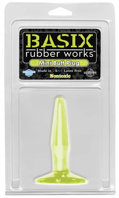 Basix Rubber Works - Mini Butt Plug - Glow in the Dark