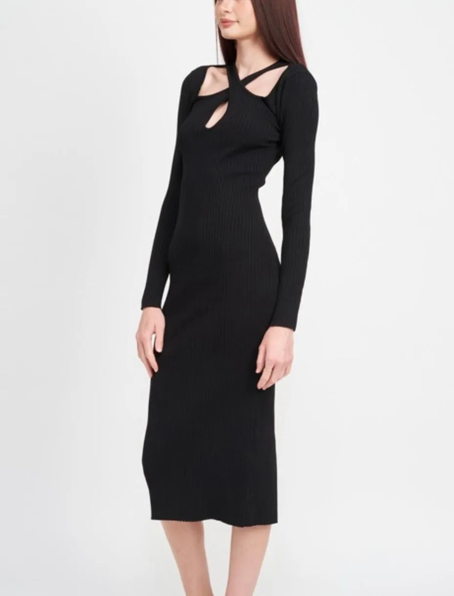 Black Cross Knit Dress