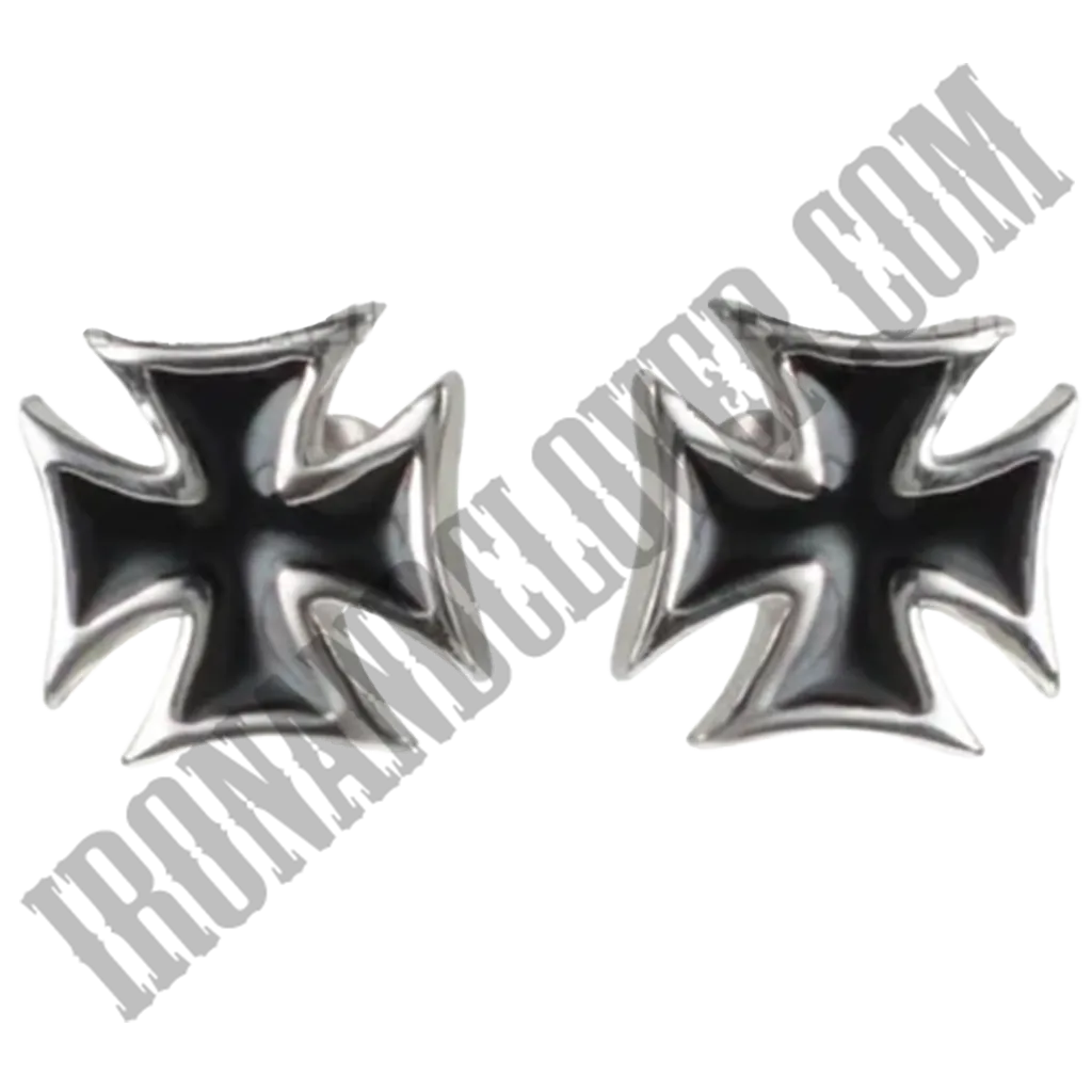 Black Iron Cross Stud Earrings
