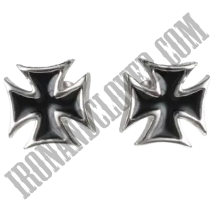 Black Iron Cross Stud Earrings