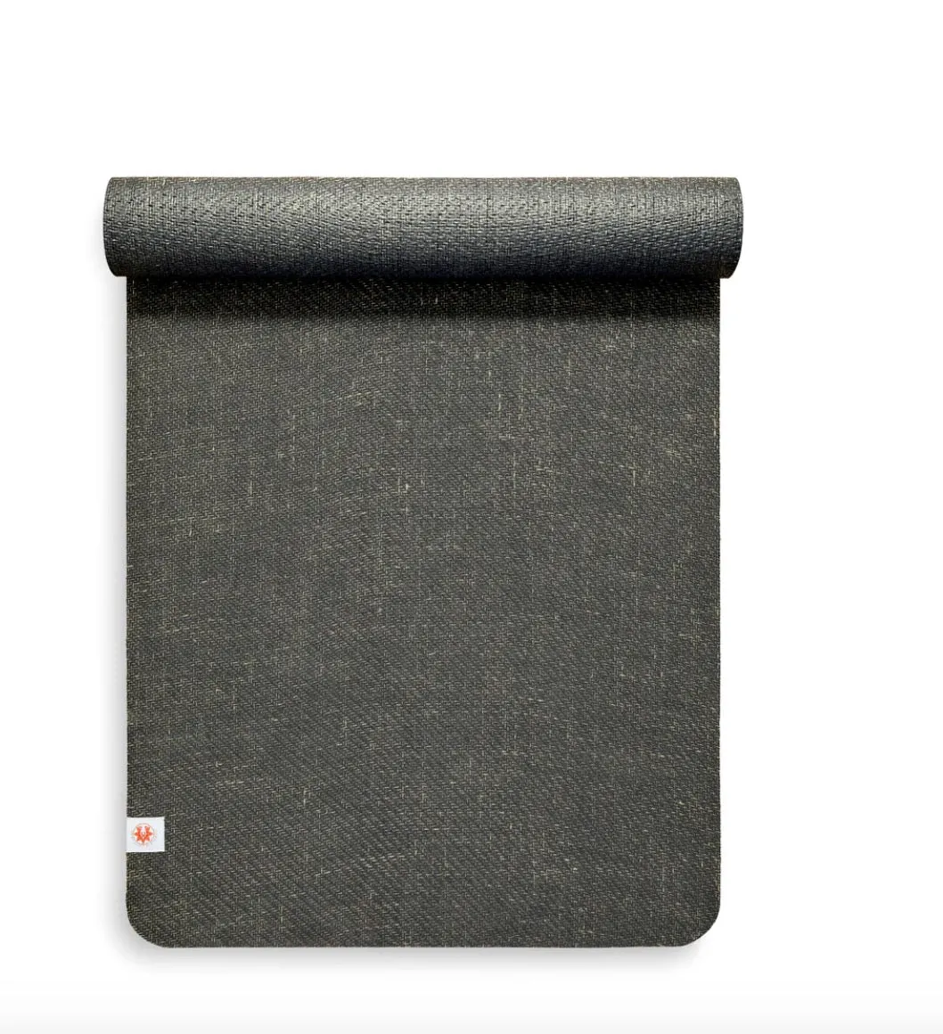 Black Natural Rubber & Jute Yoga Mat