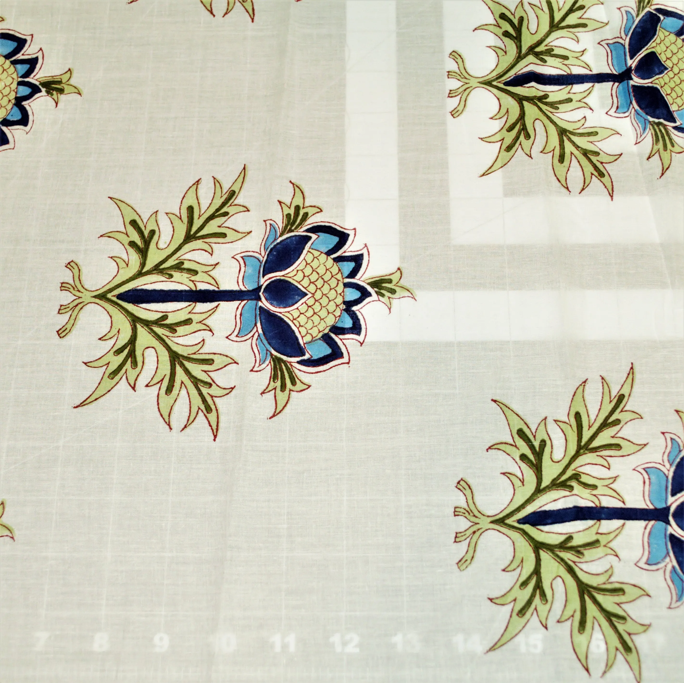 Botanical Blue Lotus Hand Block Print