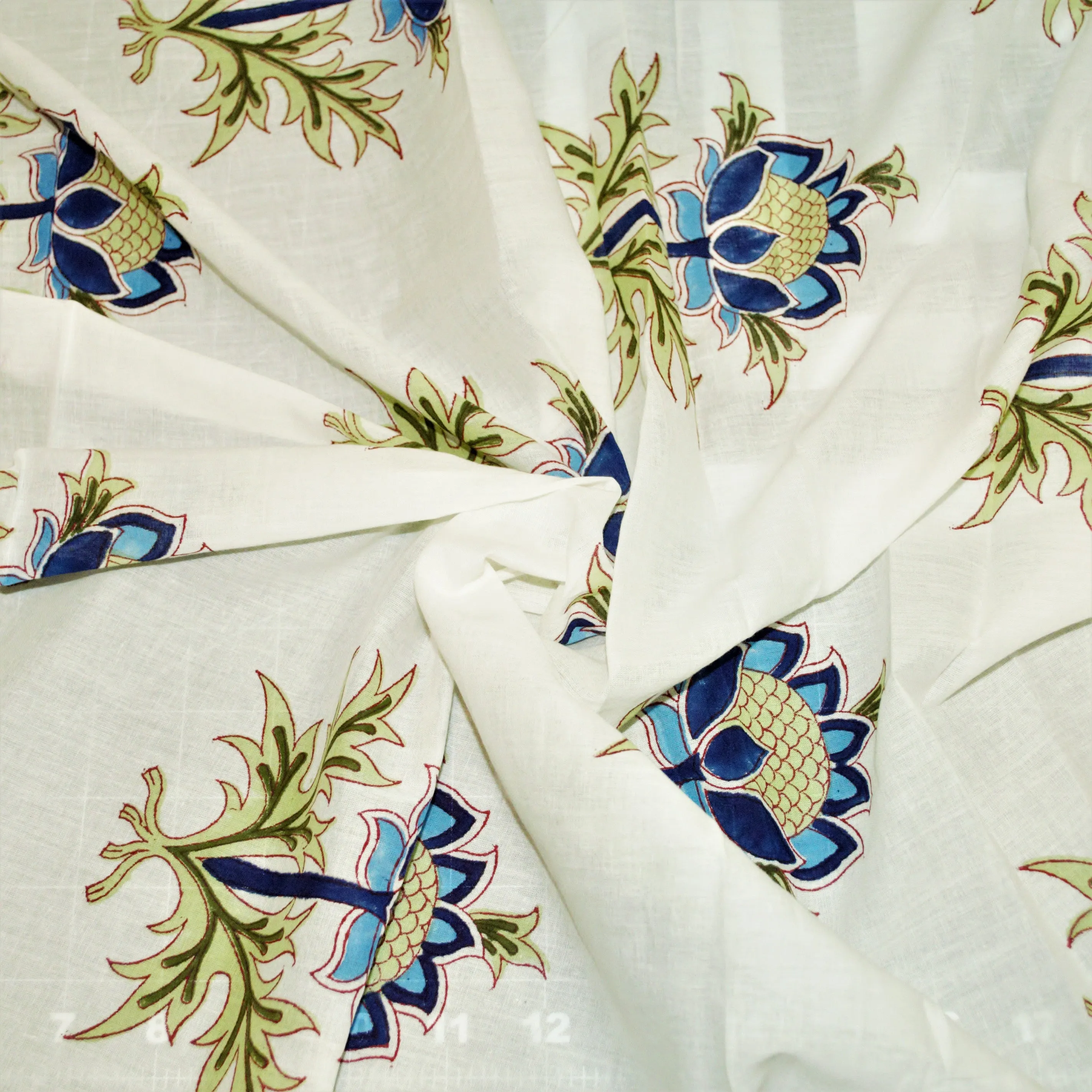 Botanical Blue Lotus Hand Block Print