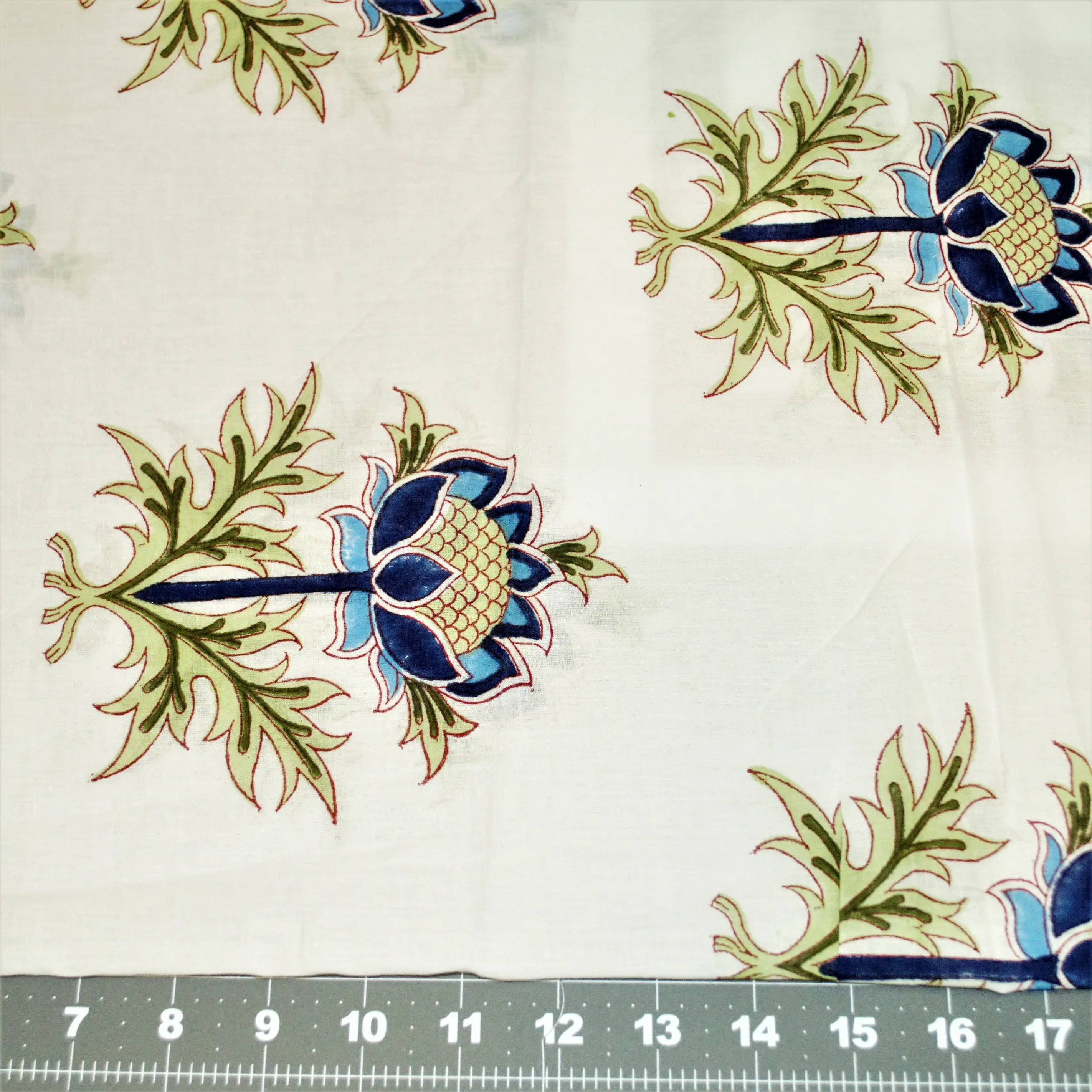 Botanical Blue Lotus Hand Block Print