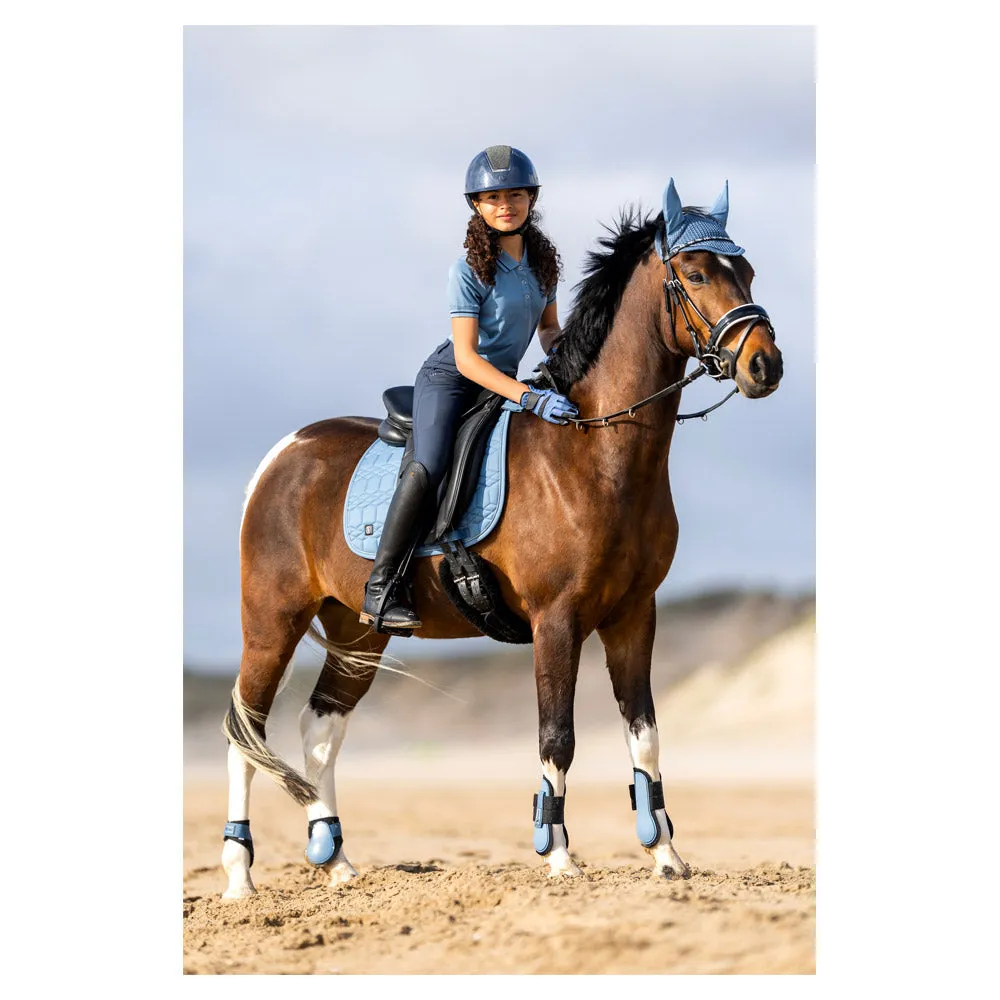 BR Elay in Captain's blue dressage saddlepad