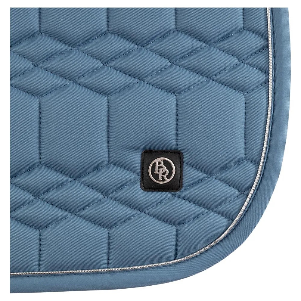 BR Elay in Captain's blue dressage saddlepad