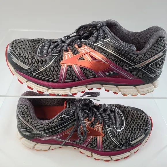 Brooks Womens‎ GTS 17 1202311D044 Gray Orange Running Shoes Lace Up Size 9 D