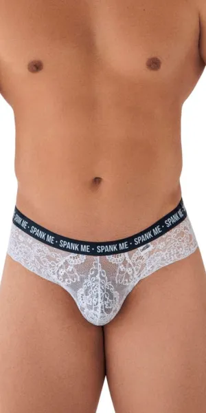 Candyman 99615 Spank Me Lace Briefs White