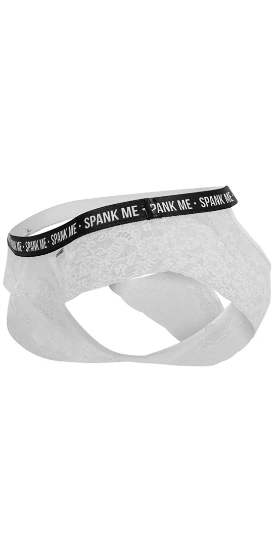 Candyman 99615 Spank Me Lace Briefs White