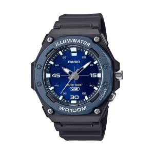 Casio Ana Heavy Duty Led Light 100M Water Resistant Water Resistant Blue Face Black Resin Band MW620H-2A
