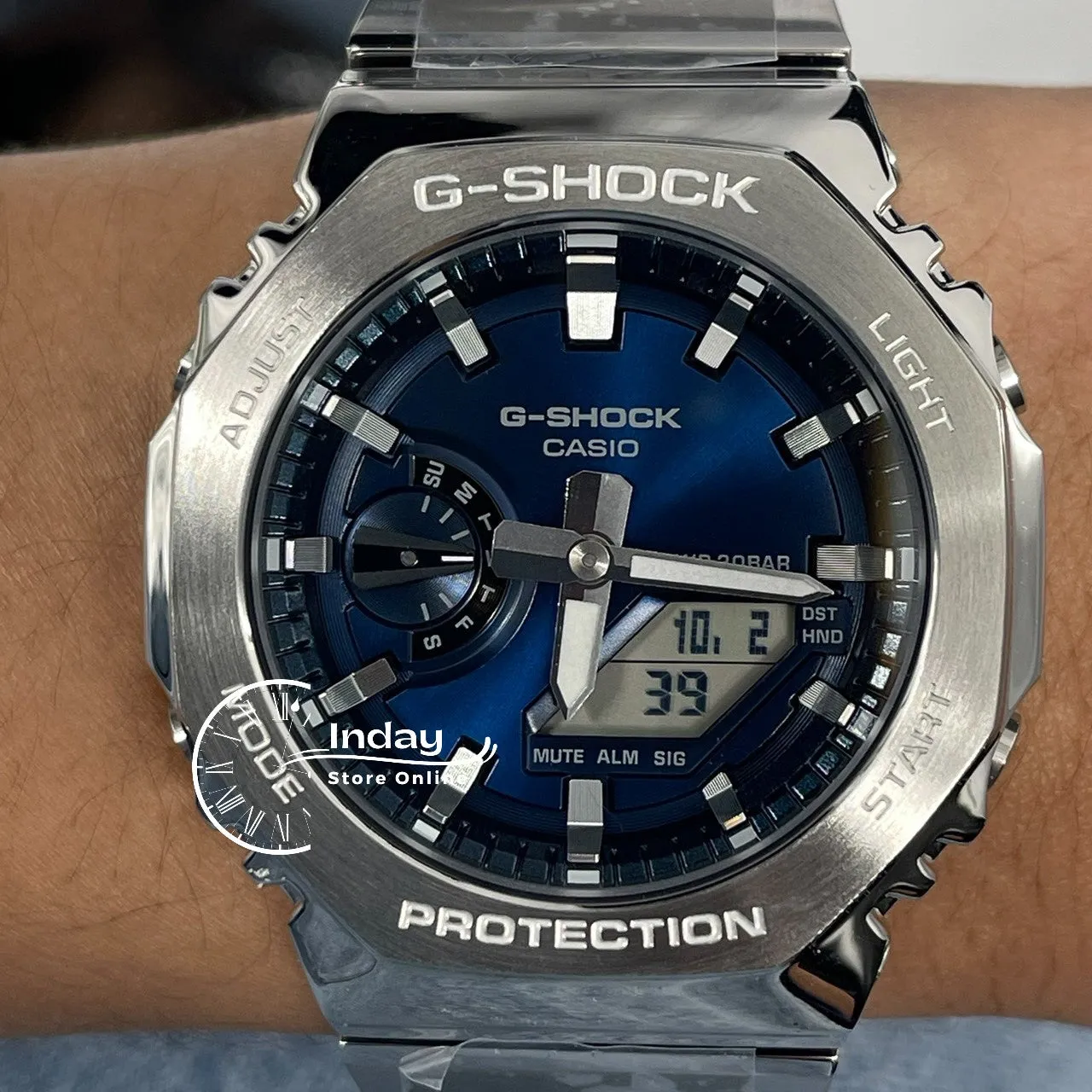 Casio G-Shock G-Steel Men's Watch GM-2110D-2B Stainless Steel Band Shock Resistant Mineral Glass