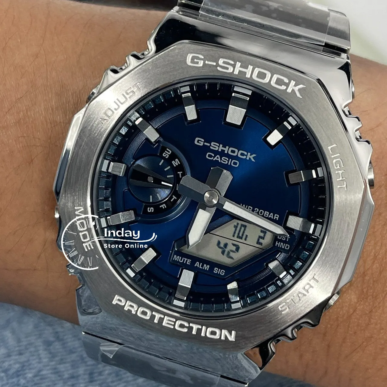 Casio G-Shock G-Steel Men's Watch GM-2110D-2B Stainless Steel Band Shock Resistant Mineral Glass