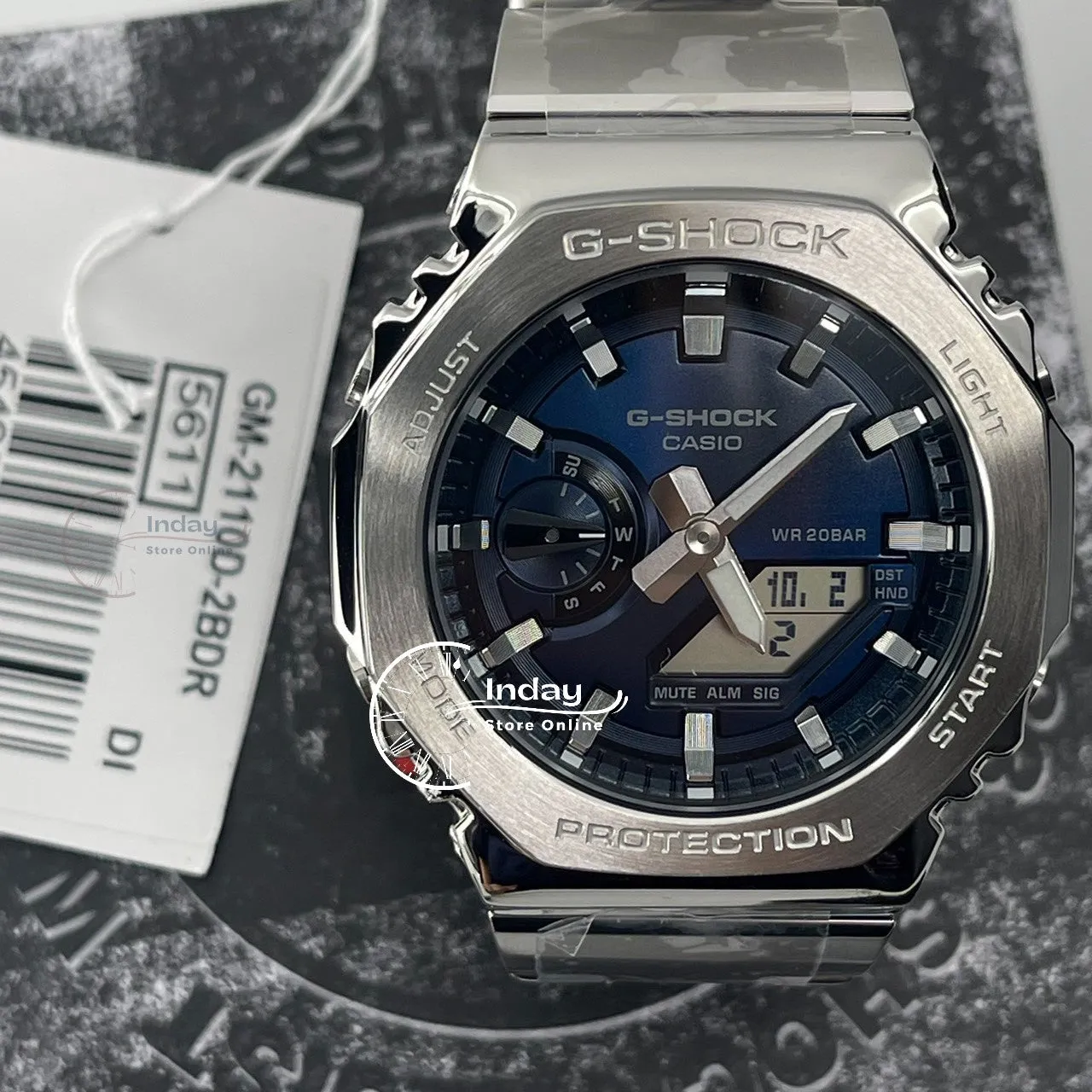 Casio G-Shock G-Steel Men's Watch GM-2110D-2B Stainless Steel Band Shock Resistant Mineral Glass