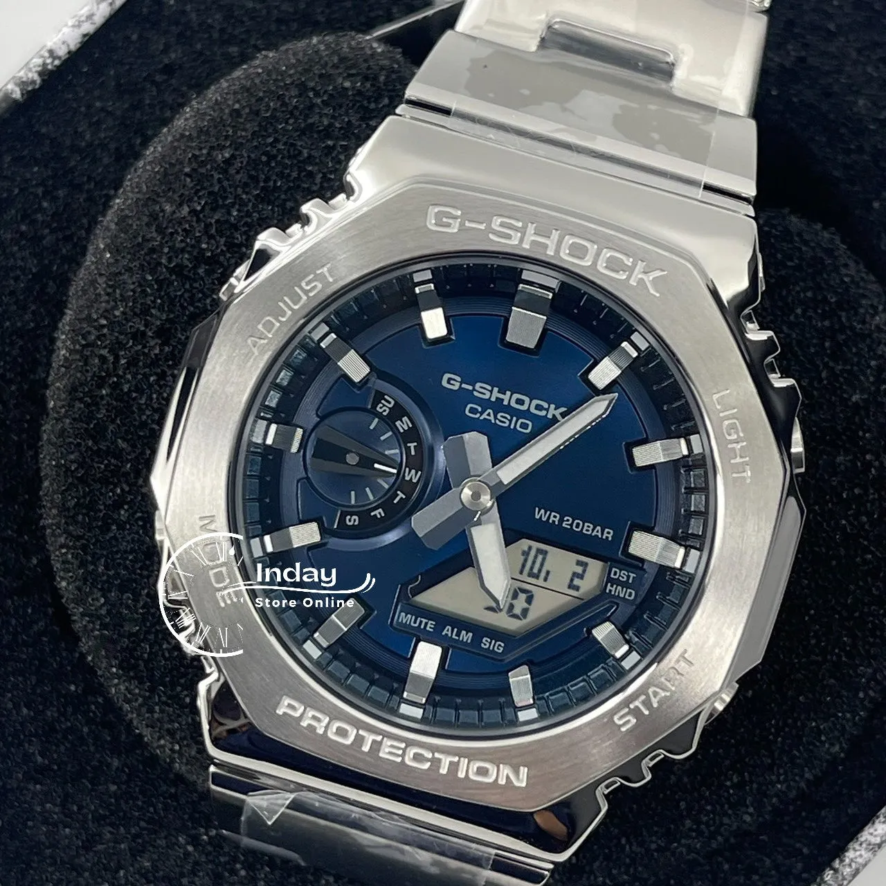 Casio G-Shock G-Steel Men's Watch GM-2110D-2B Stainless Steel Band Shock Resistant Mineral Glass