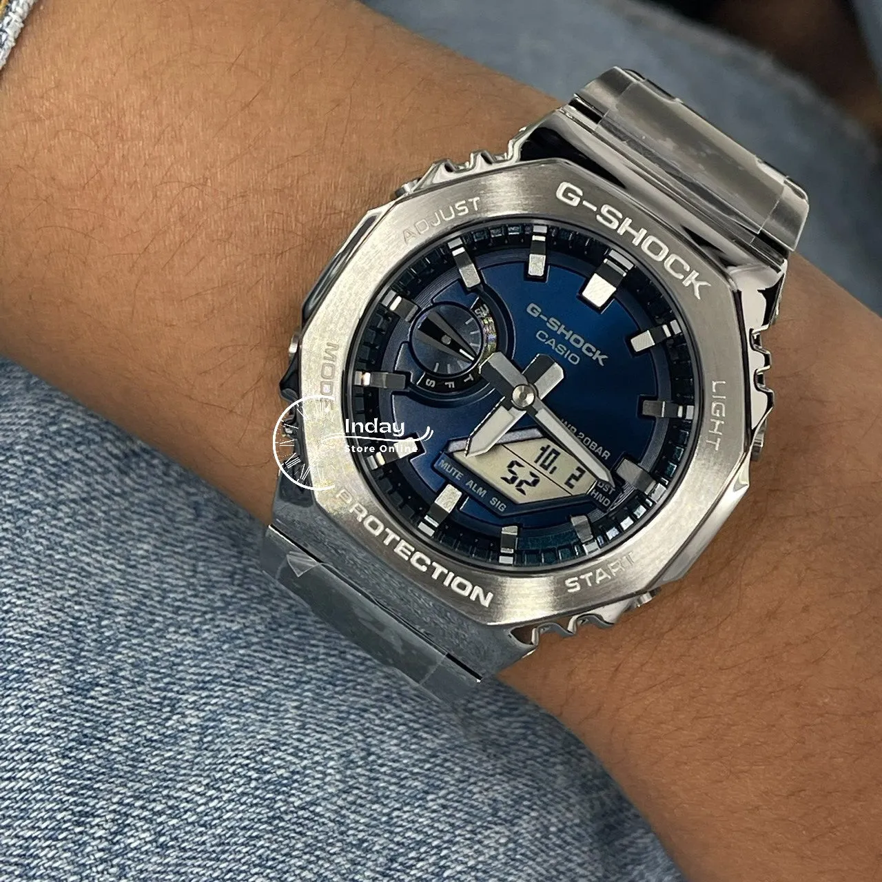 Casio G-Shock G-Steel Men's Watch GM-2110D-2B Stainless Steel Band Shock Resistant Mineral Glass