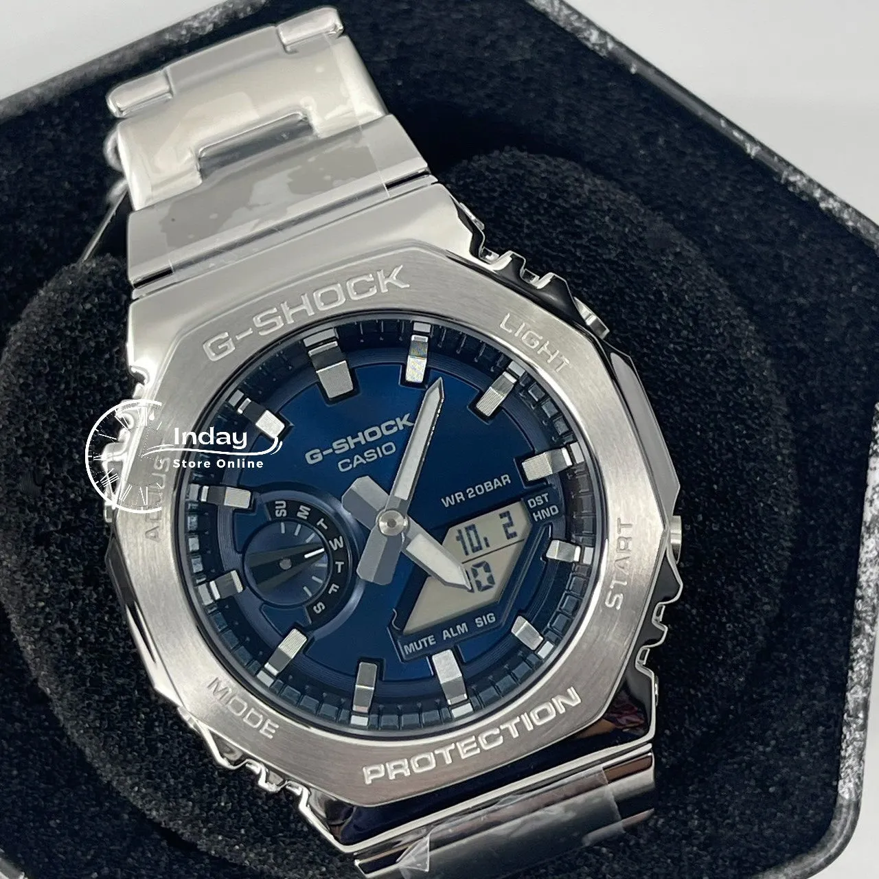 Casio G-Shock G-Steel Men's Watch GM-2110D-2B Stainless Steel Band Shock Resistant Mineral Glass