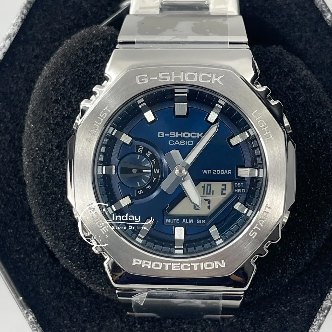 Casio G-Shock G-Steel Men's Watch GM-2110D-2B Stainless Steel Band Shock Resistant Mineral Glass