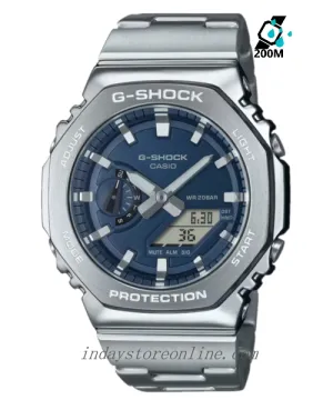 Casio G-Shock G-Steel Men's Watch GM-2110D-2B Stainless Steel Band Shock Resistant Mineral Glass
