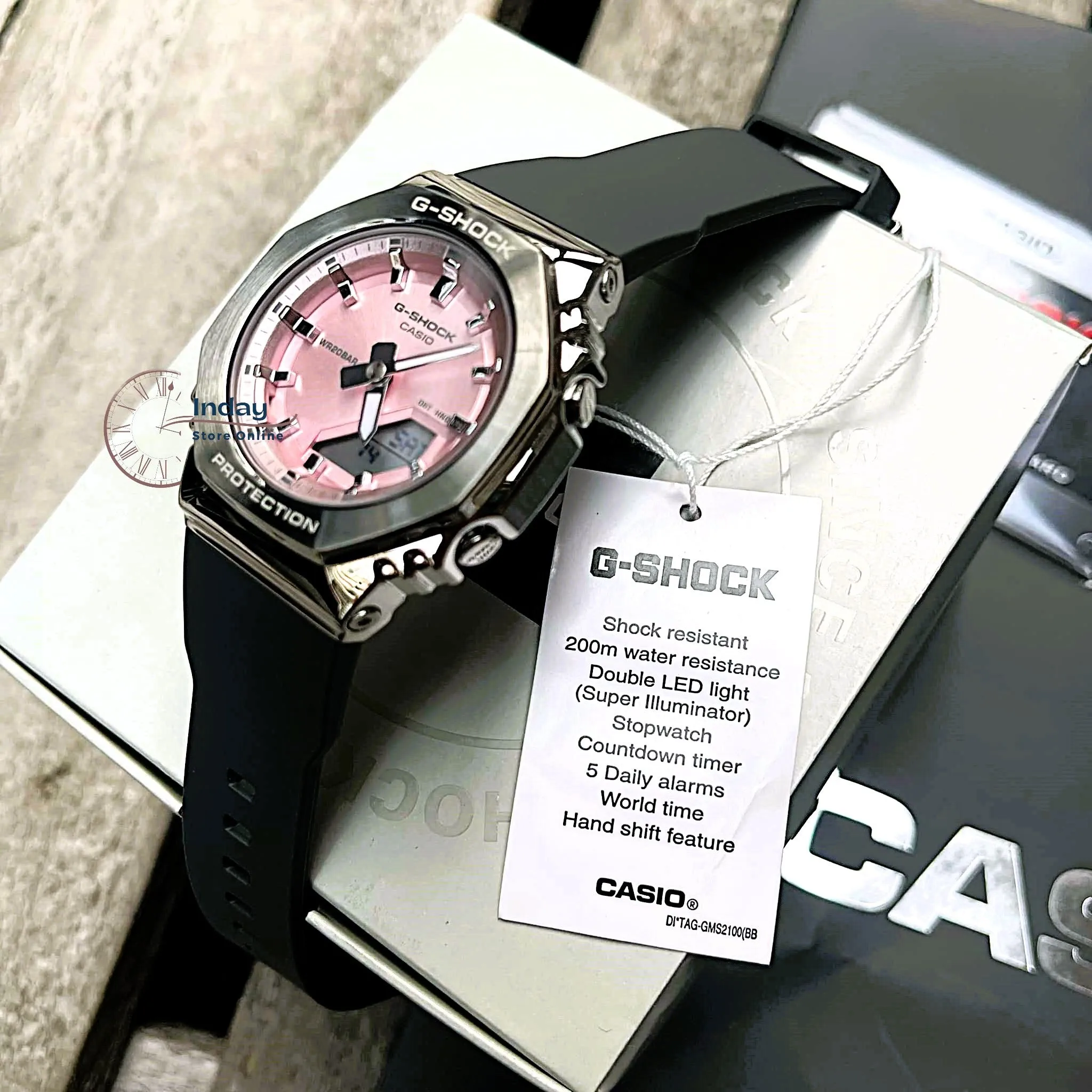 Casio G-Shock Women's Watch GM-S2110-4A Resin Band Shock Resistant Mineral Glass