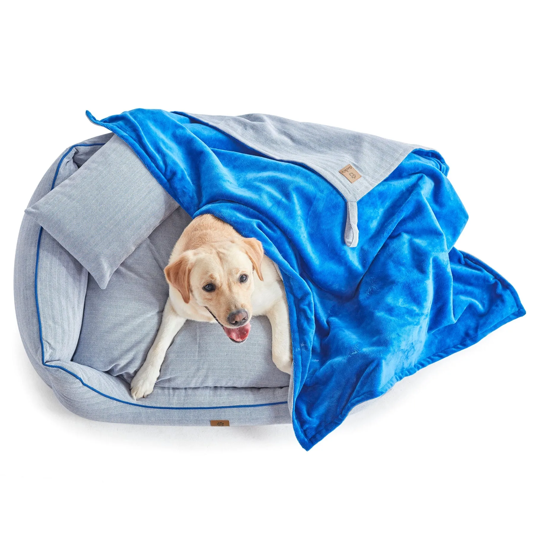 Charlie's Hampton Herringbone 3pc Dog Bed Blue Small