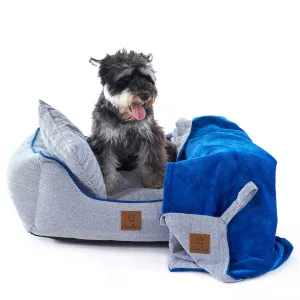 Charlie's Hampton Herringbone 3pc Dog Bed Blue Small