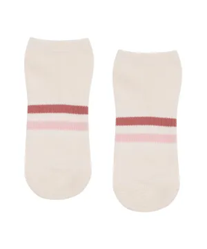 Classic Low Rise Grip Socks - Blush Stripes