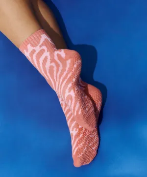Crew Non Slip Grip Socks - Grapefruit Coral