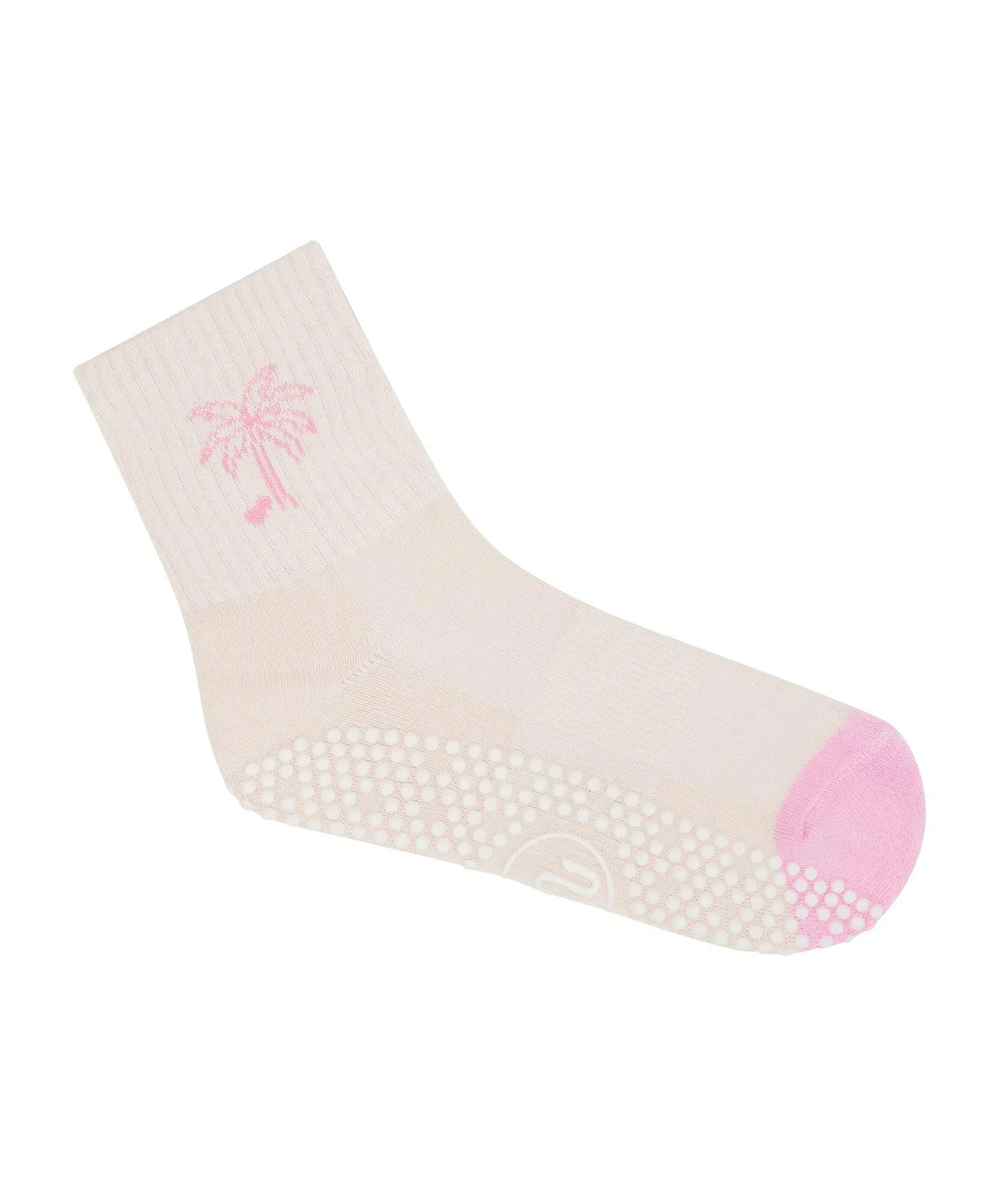 Crew Non Slip Grip Socks - Pink Palms