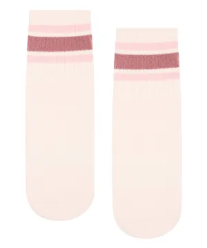 Crew Non Slip Grip Socks - Ribbed Sporty Stripe Blush