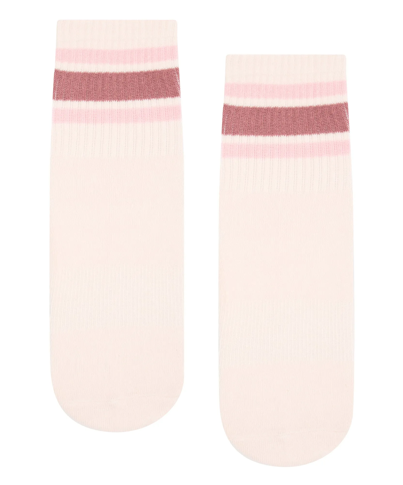 Crew Non Slip Grip Socks - Ribbed Sporty Stripe Blush