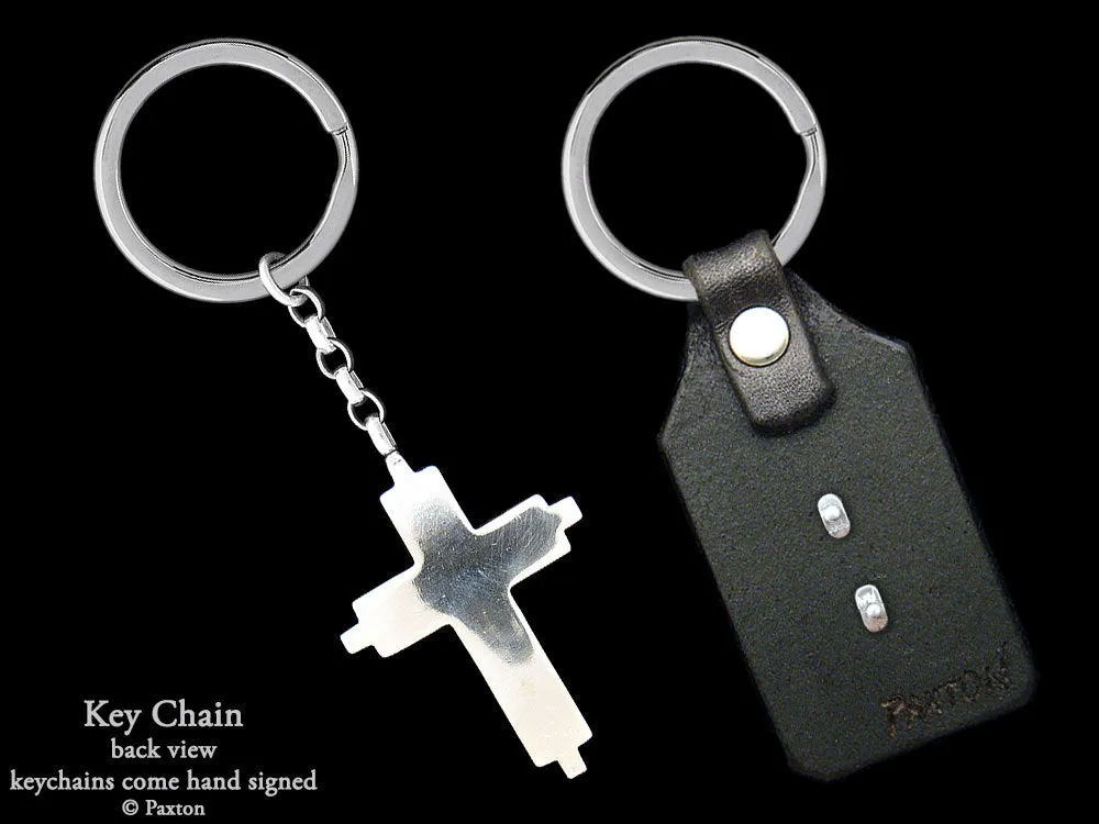 Cross Key Chain / Key Ring Sterling Silver