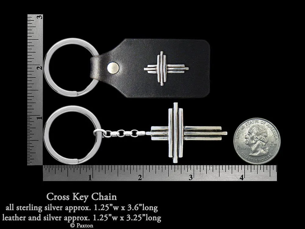 Cross Key Chain / Key Ring Sterling Silver