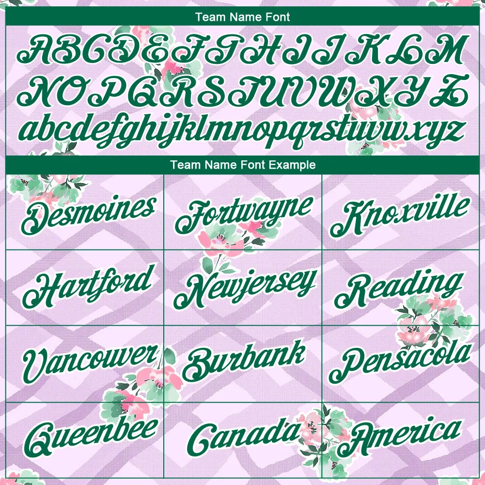Custom Purple Kelly Green-White 3D Pattern Design Flowers Performance T-Shirt